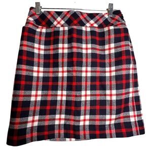 Talbots Wool Blend Mini Skirt Sz 6 P Red White Preppy Academia‎ Blue Plaid Lined